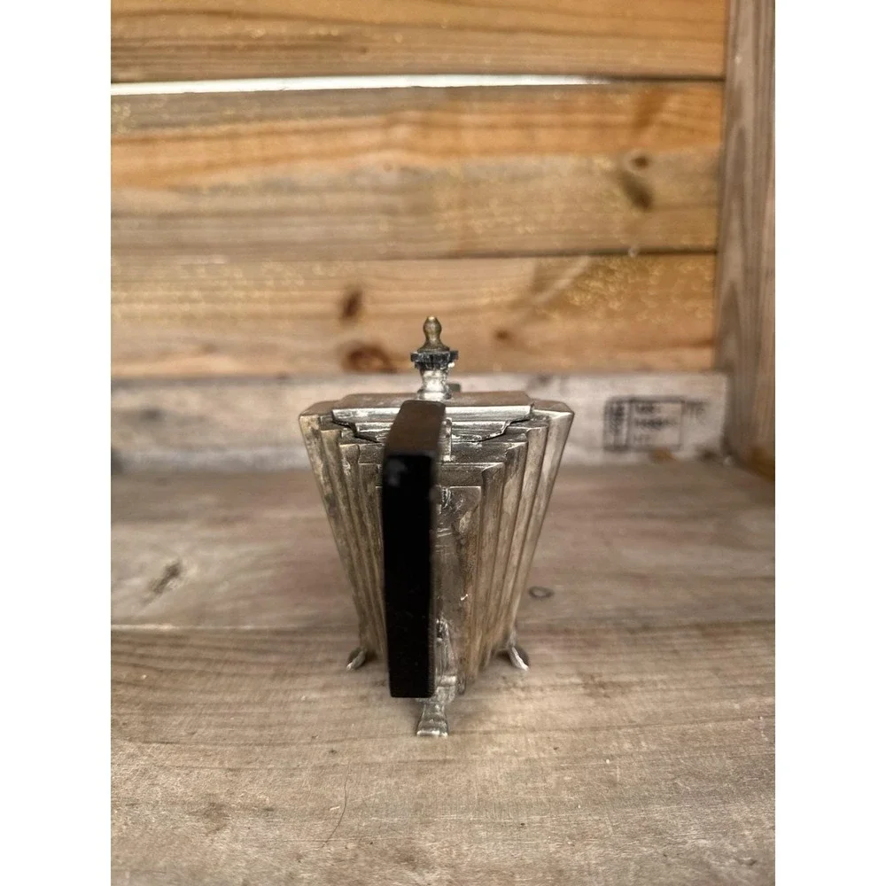 Antique Art Deco Stylish Silverplate‎ Teapot with Ebony Handle